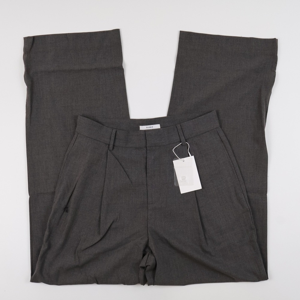 Elodie Trousers Pleated Wide Leg Charcoal Gray Medium NWT